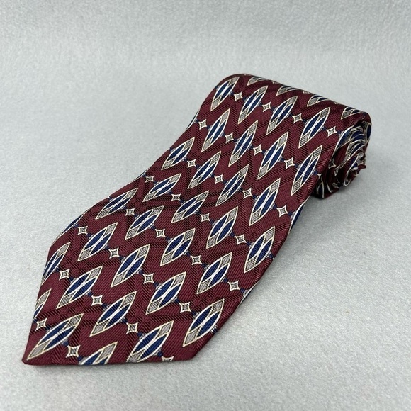 Robert Talbott Nordstrom 100% Silk Mens Tie Necktie Red/Blue Geometric 4 x 58 - Picture 1 of 9